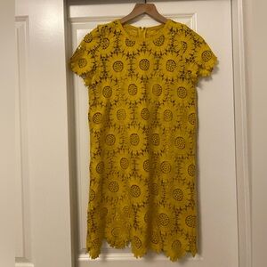 mustard yellow floral lace dress